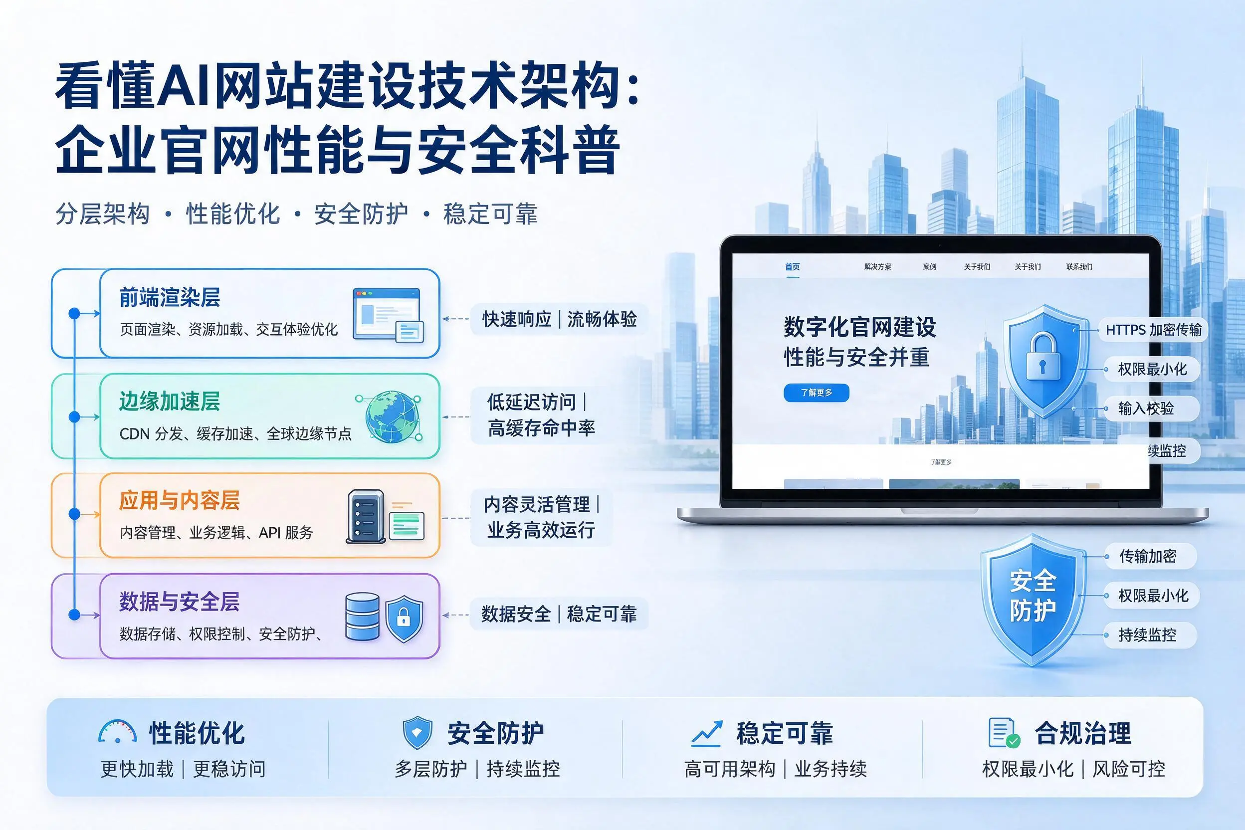 看懂AI网站建设技术架构:凉山企业官网性能与安全科普