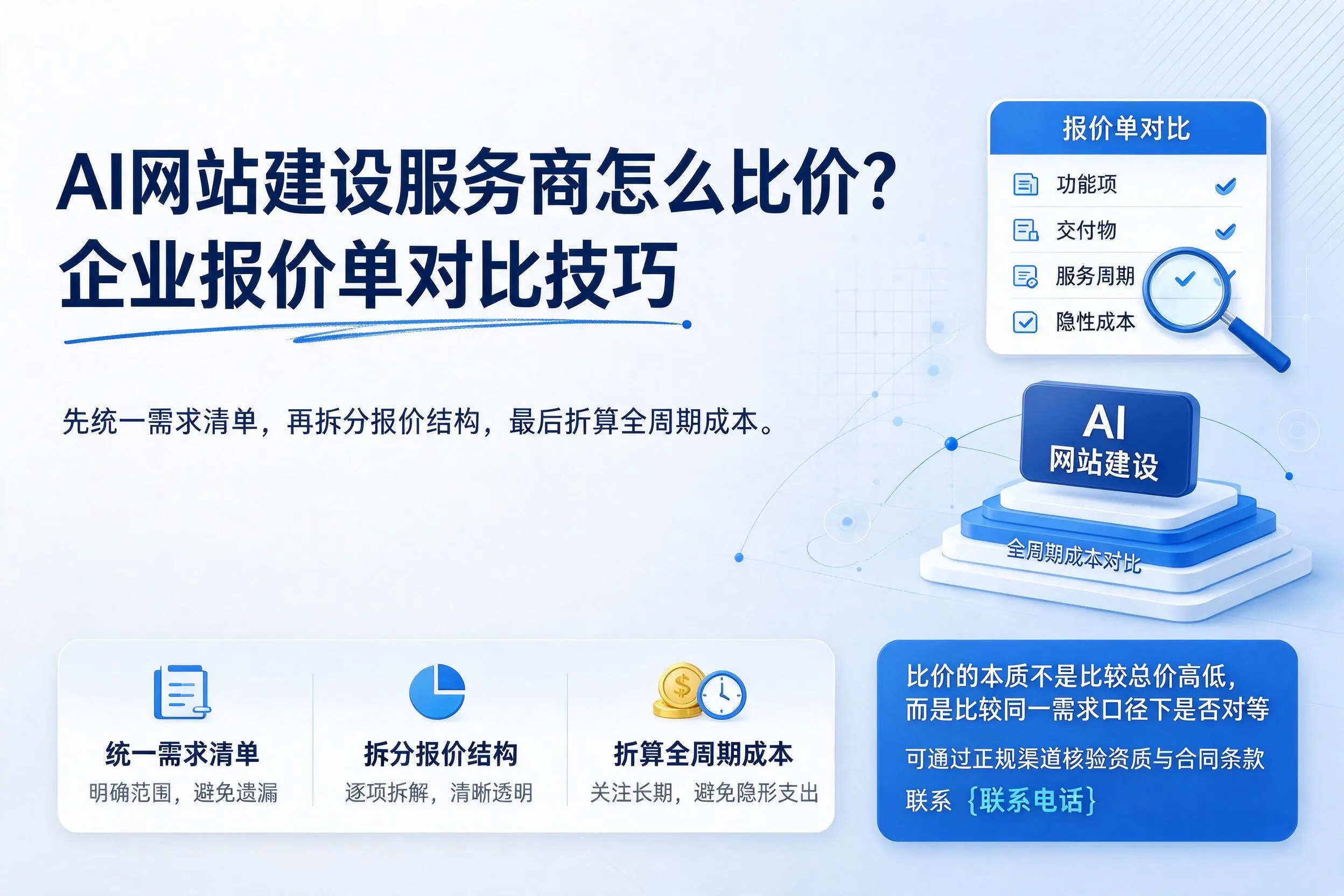 AI网站建设服务商怎么比价？凉山企业报价单对比技巧