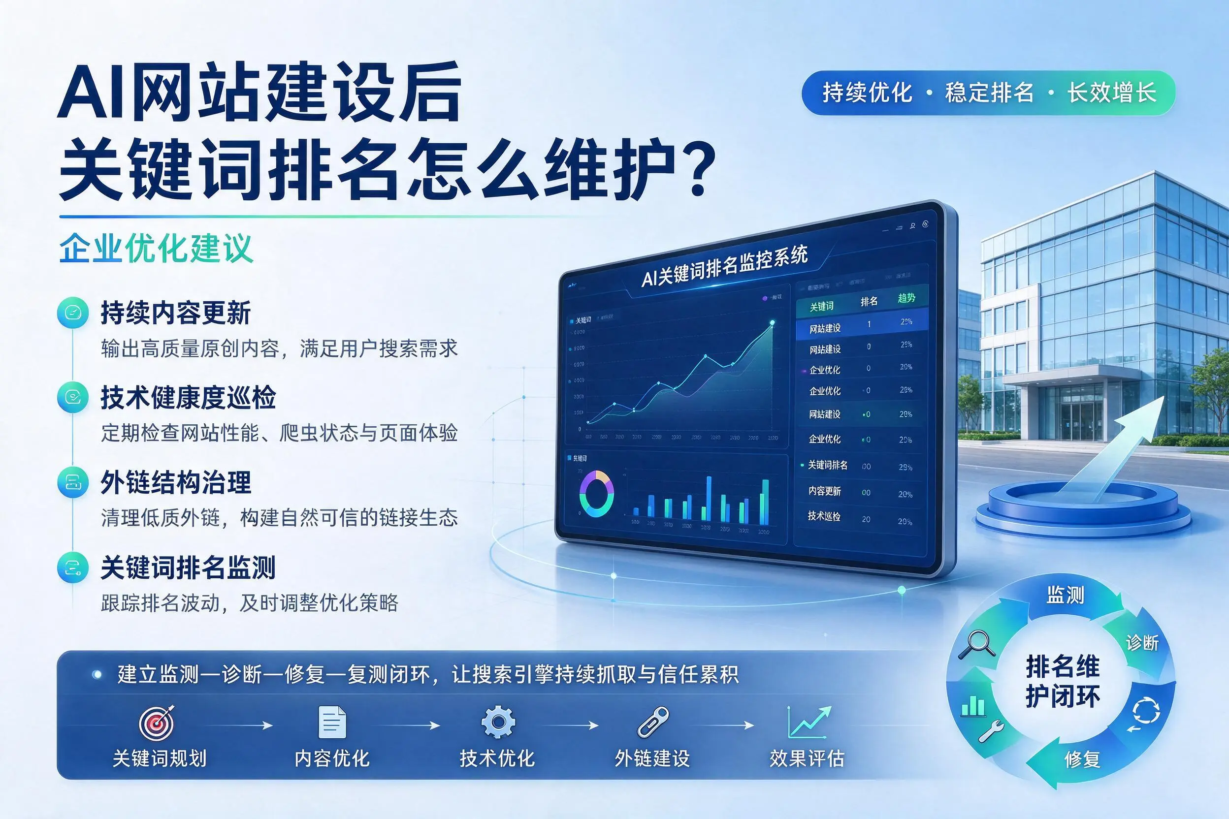 AI网站建设后关键词排名怎么维护？凉山企业优化建议
