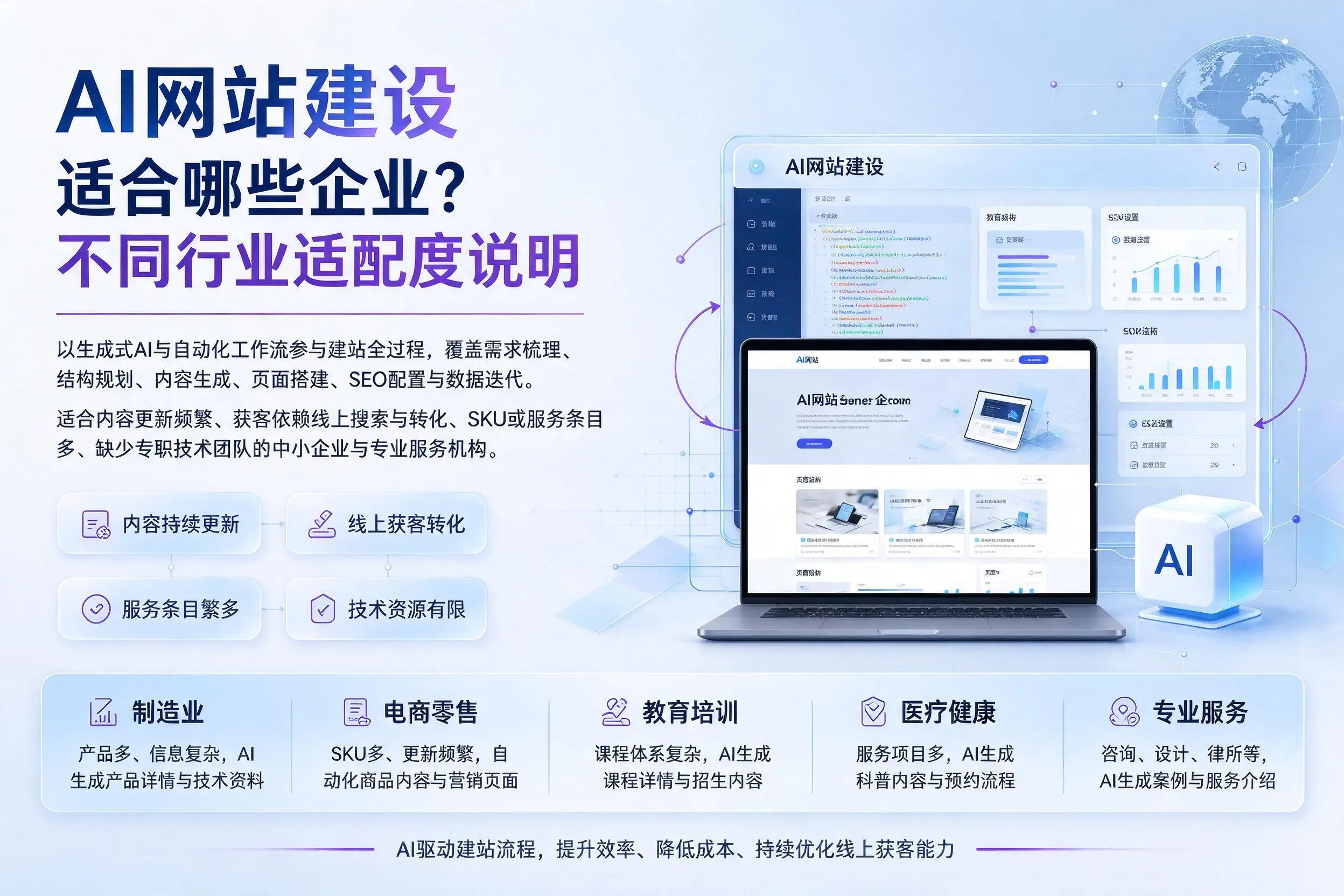 AI网站建设适合哪些企业？凉山不同行业适配度说明